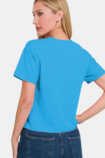 Zenana Round Neck Short Sleeve Cropped T-Shirt Trendsi