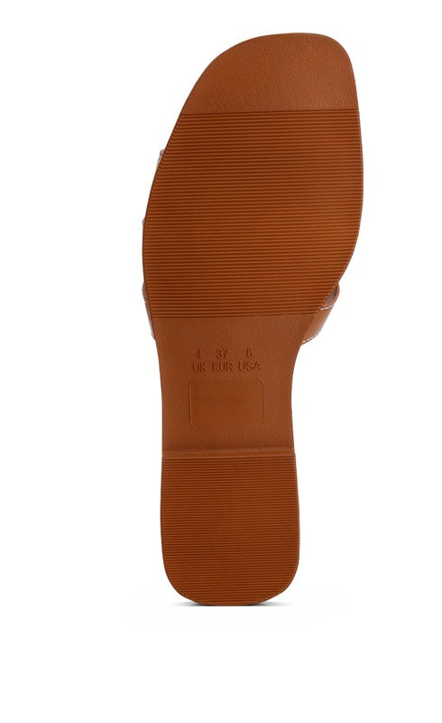 Aura Faux Leather Flat Sandals Rag Company
