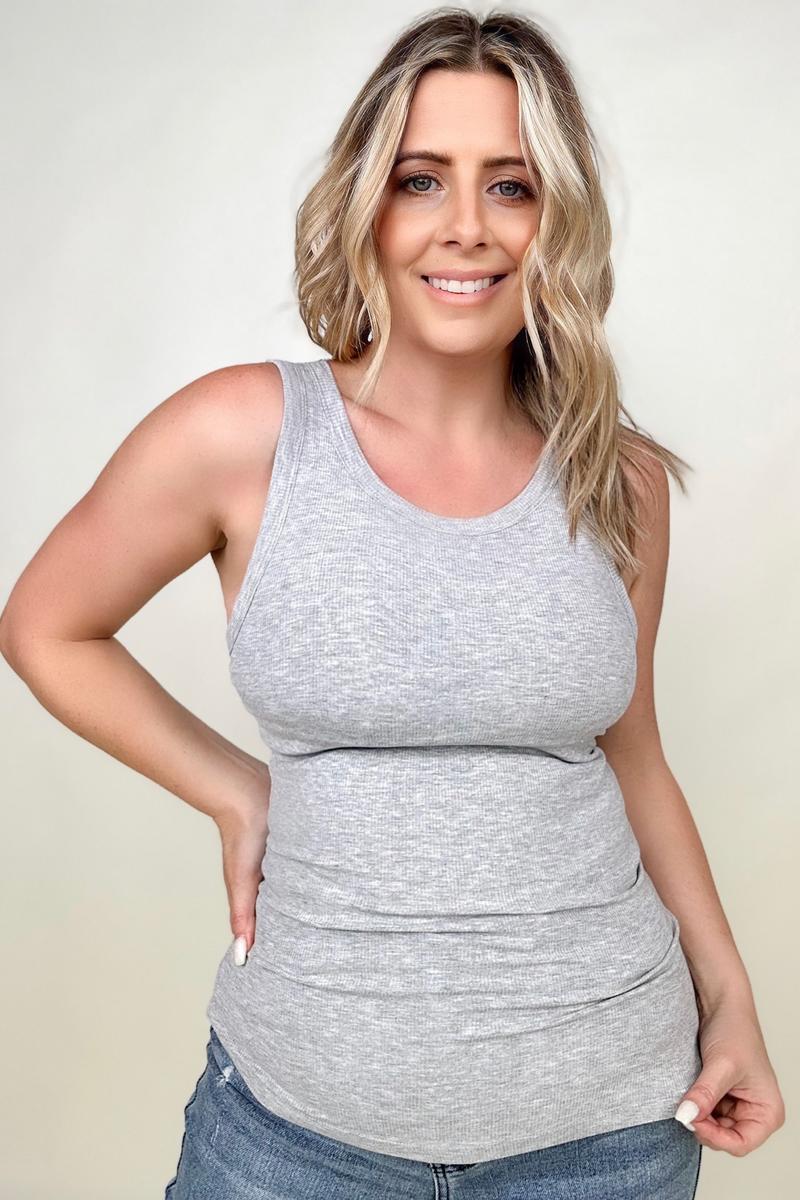 FawnFit Slim Fit High Neck Ribbed Tank Top With Built-In Bra Kiwidrop
