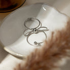 Stainless Steel Silver-Plated Bow Ring Trendsi