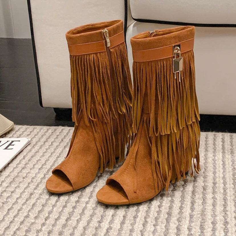 Fringe Wedges Western Women's Boots Fashionella