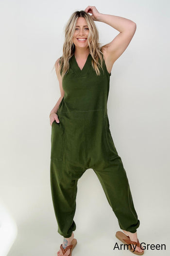 Zenana Solid Sleeveless Harem Jumpsuit Kiwidrop