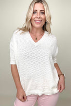 Davi & Dani Wide Neck Oversized Loose Knit Top Kiwidrop