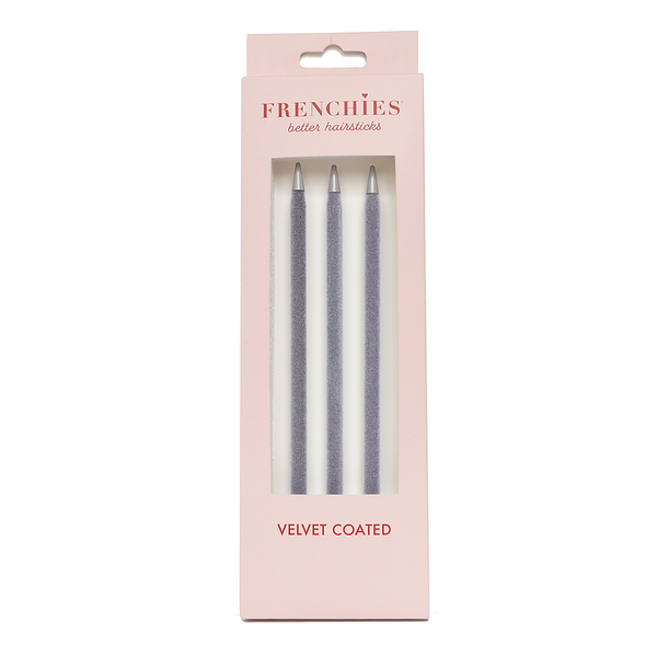 Frenchies Grey Velvet Hairsticks Frenchies