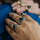 5 Piece Bohemian vintage Tribal Midi Stackable Ring Set The Colourful Aura