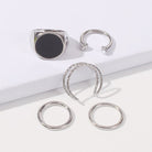 5 Piece Silver Minimalist Stacking Boho Silver Dainty Ring Set The Colourful Aura