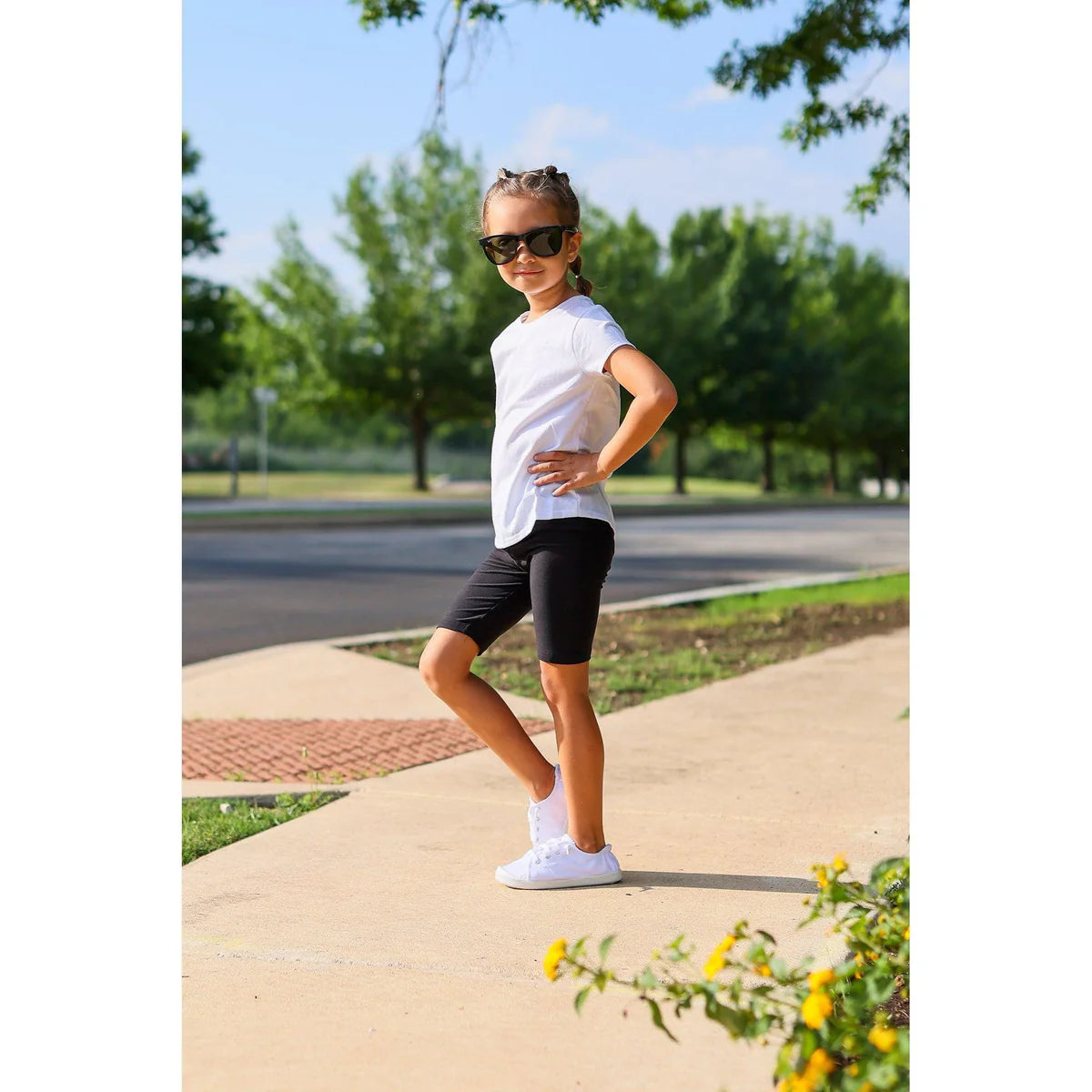 Kids Luxe Leggings, Capris and Biker Shorts in Black Julia Rose
