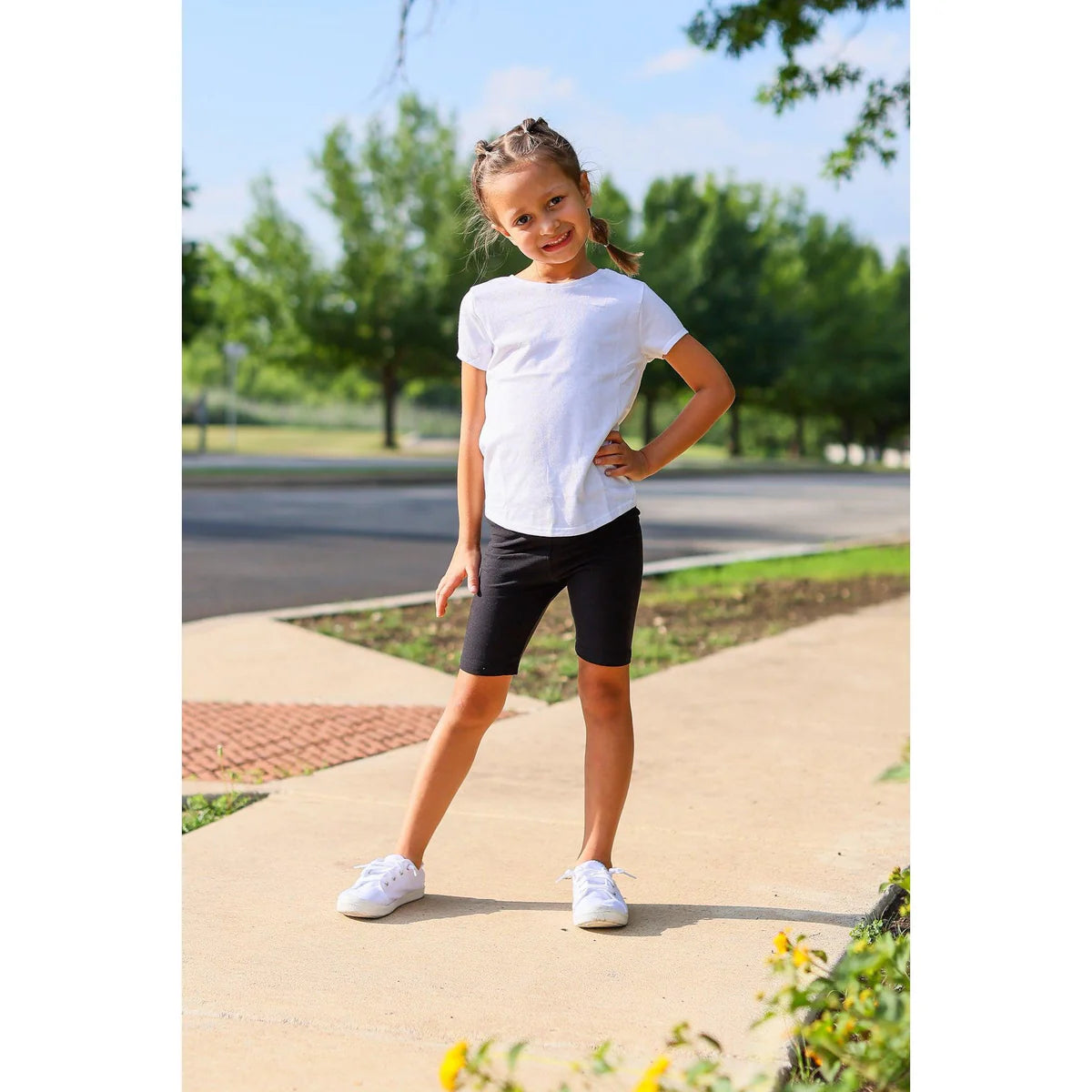 Kids Luxe Leggings, Capris and Biker Shorts in Black Julia Rose