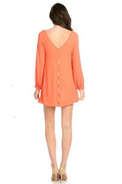 long sleeve shift dress coral O2 Denim