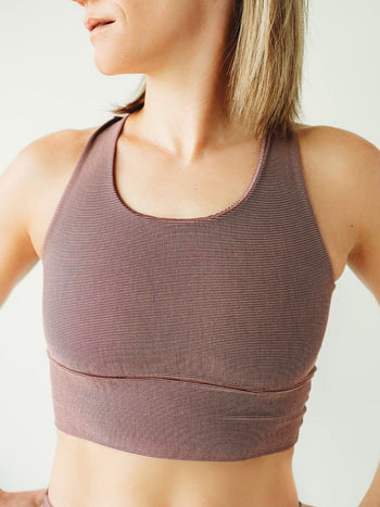 Mauve Microstripe Longline Sports Bra Colorado Threads Clothing