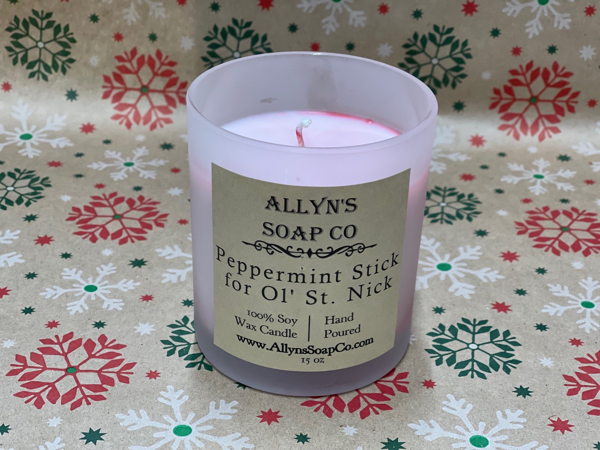 Peppermint Stick for Ol' St. Nick Wax Candle Allyn's Soap Co