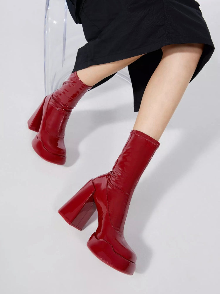 Platform Chunky Heeled Women Vegan Ankle Sock Boots Fashionella