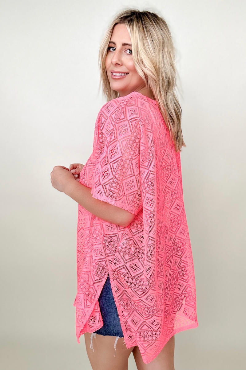 Cotton Bleu Lace V Neck Drop Shoulder Oversize Top Kiwidrop