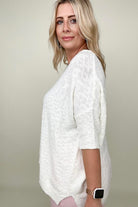 Davi & Dani Wide Neck Oversized Loose Knit Top Kiwidrop