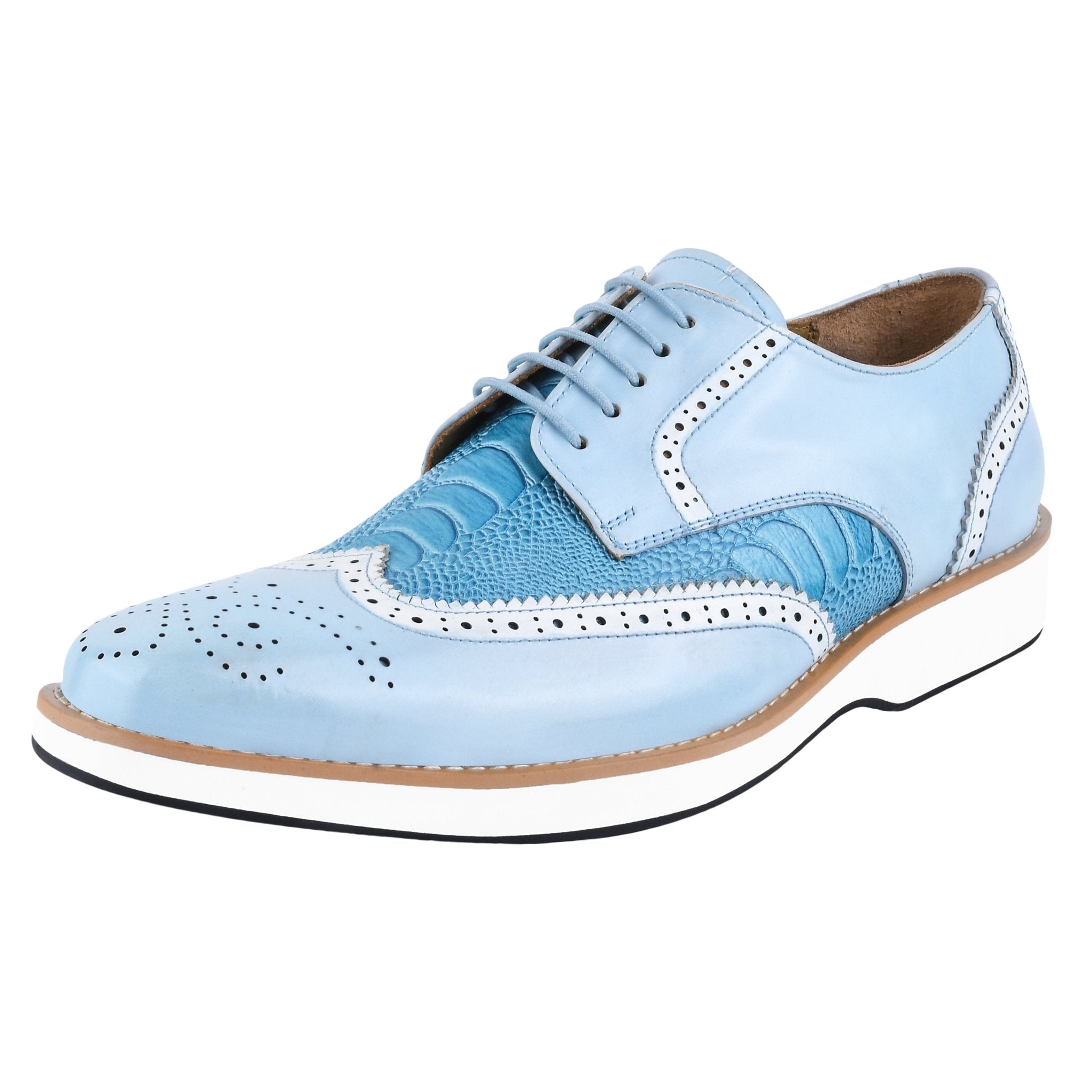 Roy Ostrich Leather Perforated toe Casual Oxford Dress Shoes