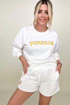 PUMPKIN Graphic Sweatshirt And Shorts Set Kiwidrop