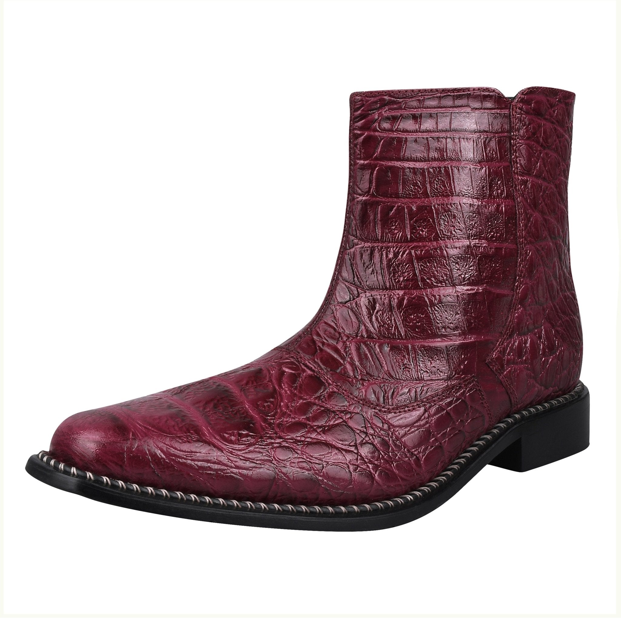 SANDRA Leather Ankle Length Side Zip Up Boots