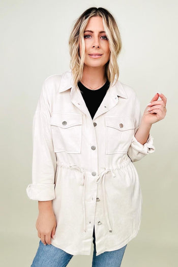 Cotton Bleu Faux Suede Shirt Jacket Kiwidrop