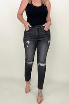 Risen High Rise Slim Straight Cropped Raw Hem Jeans Kiwidrop