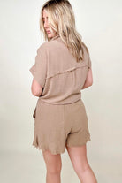 Gigio Flutter Hem Cotton Muslin Shorts with Cut Edge Detail Kiwidrop