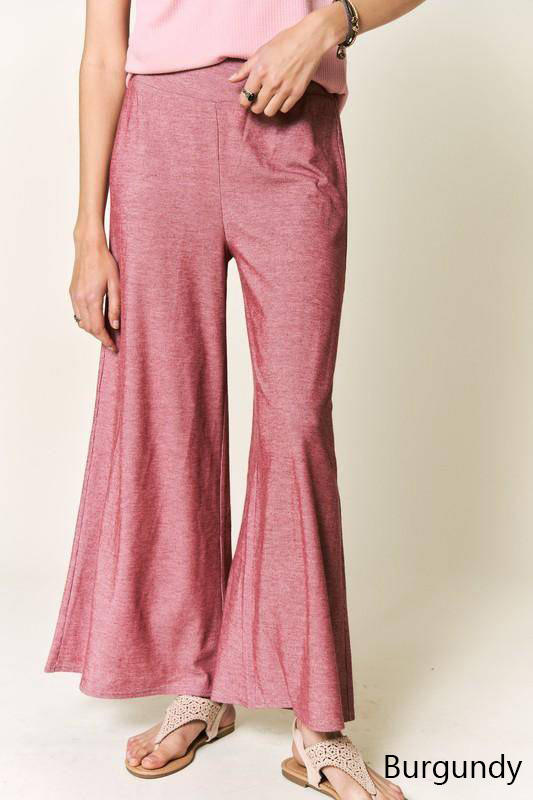 Petal Dew Solid Wide Waistband Wide Leg Pants Kiwidrop