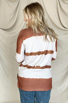 Tie Dye Striped Loose Knit Long Sleeve Top Kiwidrop