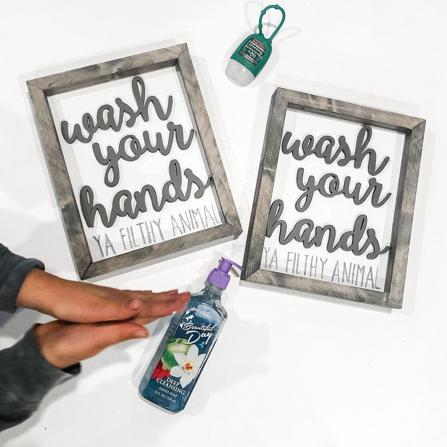 Wash Your Hands Ya Filthy Animal Gray 3D Wood Sign- Bathroom Decor Nickel City Woodworking