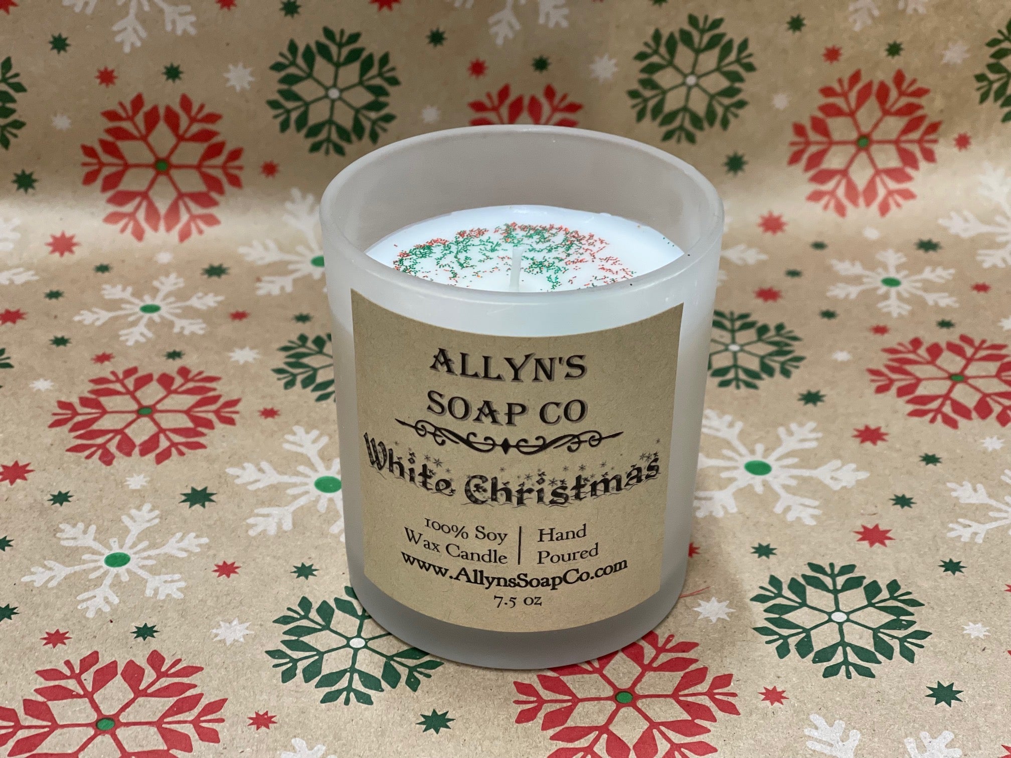 White Christmas Soy Wax Candle Allyn's Soap Co