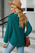 V-Neck Long Sleeve Blouse Trendsi