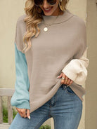 Color Block Dropped Shoulder Sweater Trendsi