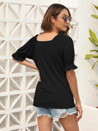 Ruched Short Sleeve Blouse Trendsi