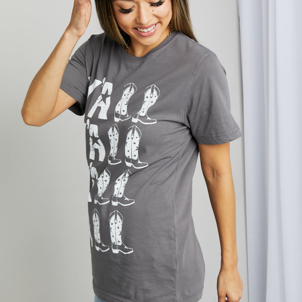 mineB Y'ALL Cowboy Boots Graphic Tee mineB