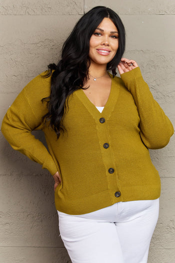 Zenana Kiss Me Tonight Full Size Button Down Cardigan in Chartreuse Trendsi