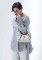 Marshmallow Croissant Bag in Soft Leather, White Bob Oré