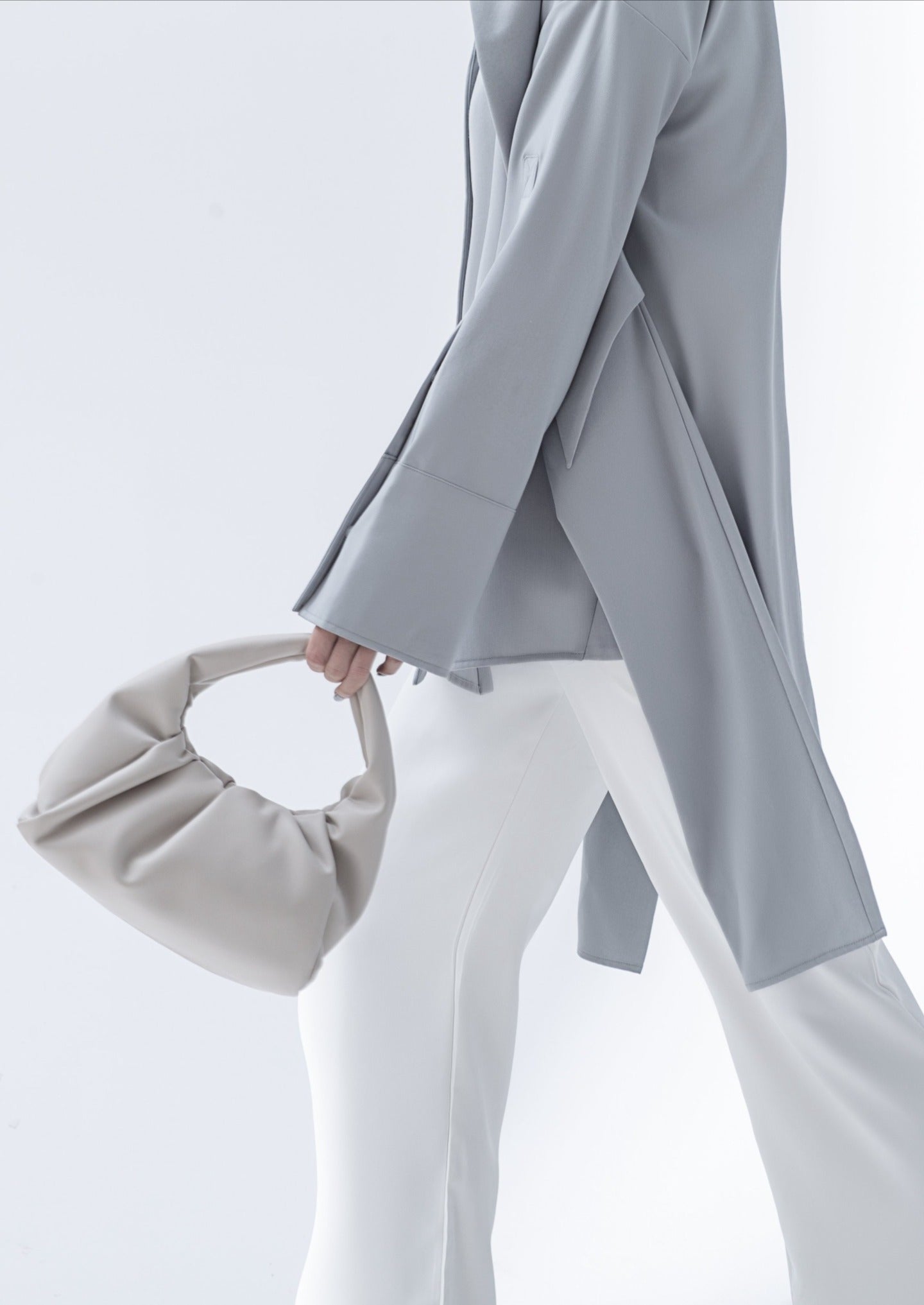 Marshmallow Croissant Bag in Soft Leather, White Bob Oré