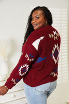 HEYSON Full Size Aztec Soft Fuzzy Sweater Trendsi