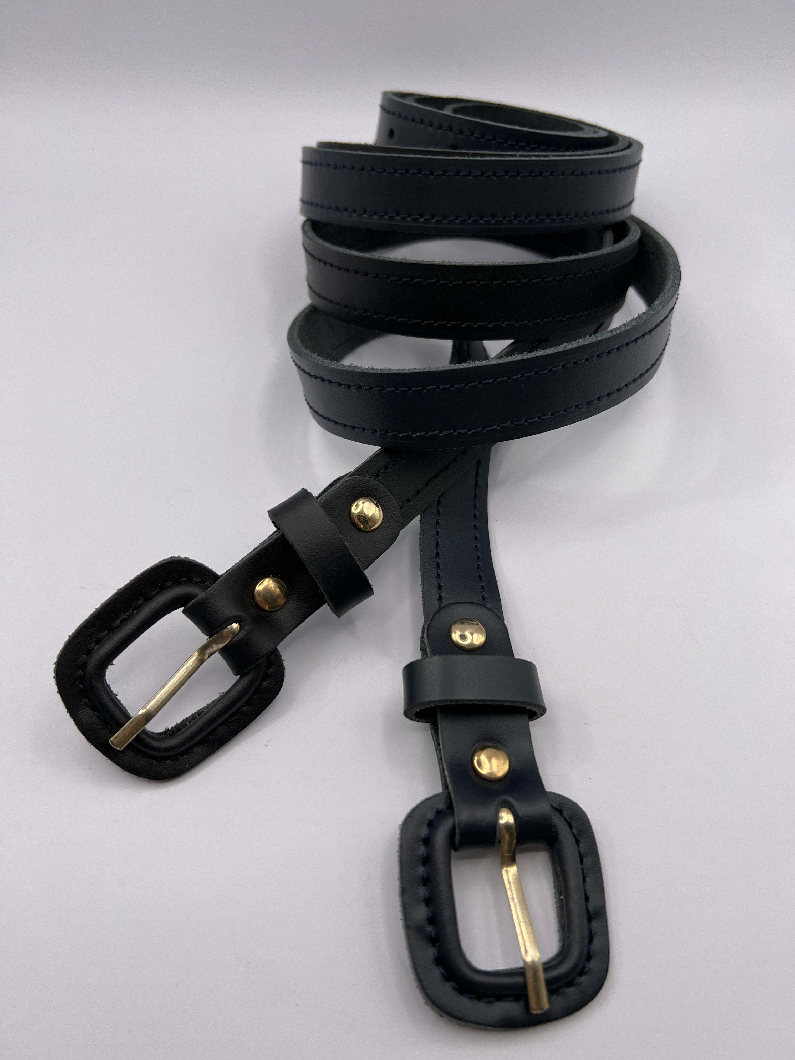 Finest Black and Marine Belt with Gold Adornment (pack of 2) BLONDISH