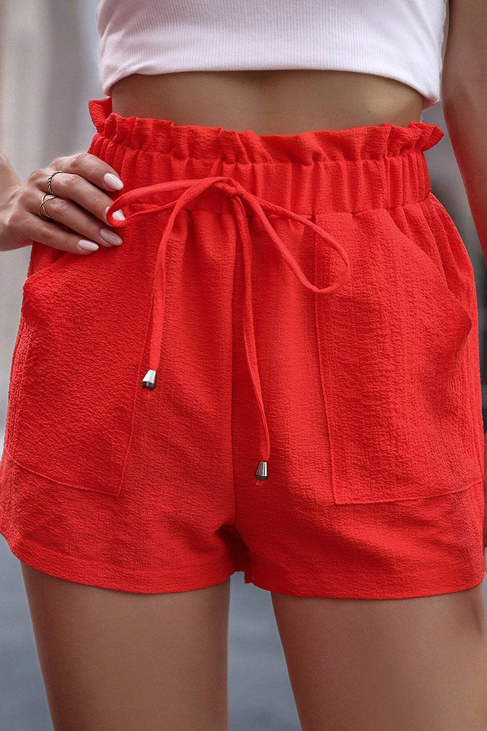 Tied High Waist Shorts with Pockets Trendsi