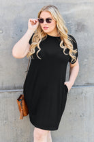 Basic Bae Full Size Round Neck Short Sleeve Dress with Pockets Trendsi