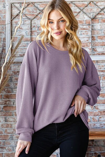 Heimish Full Size Round Neck Dropped Shoulder Blouse Trendsi