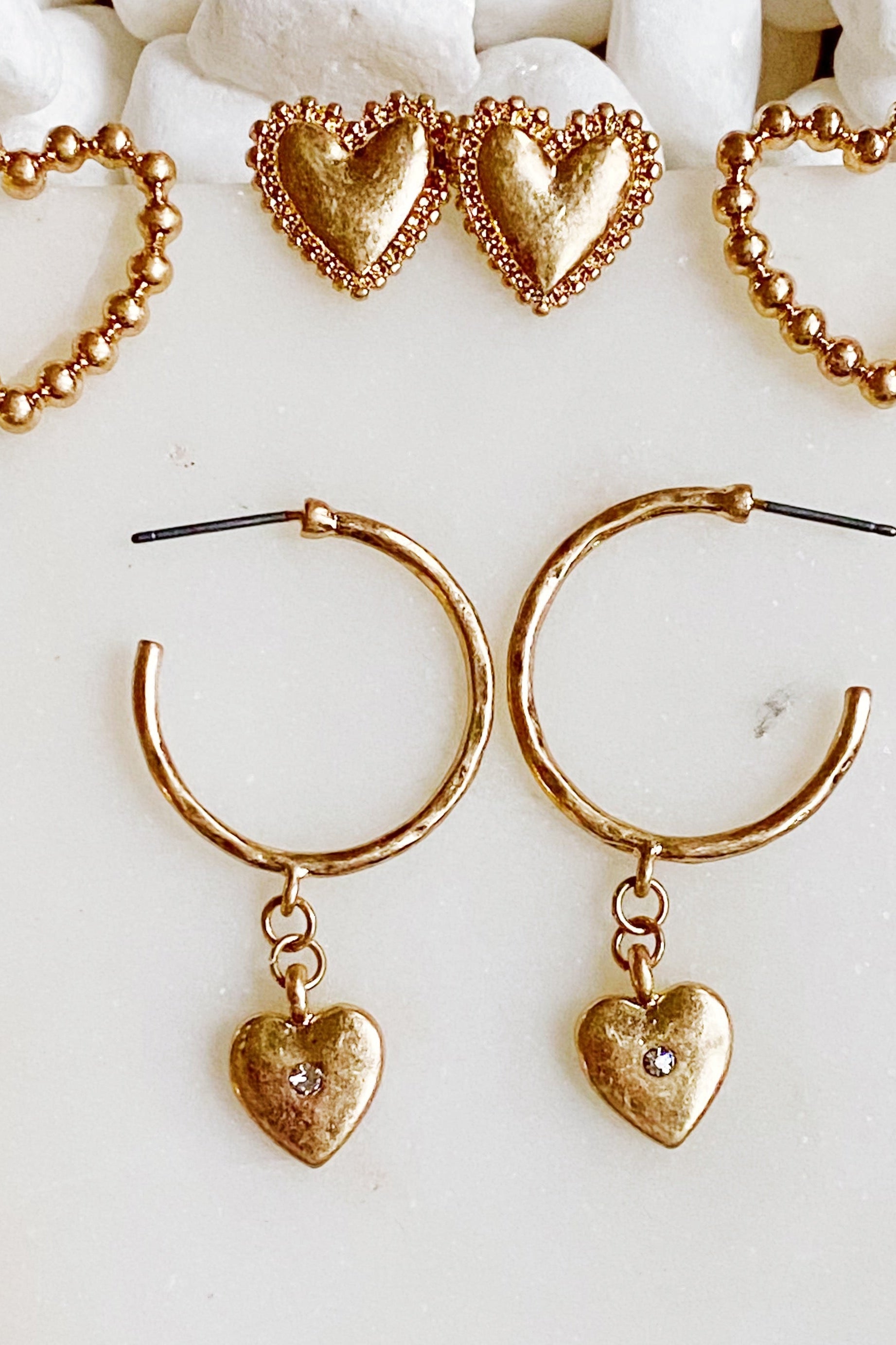 Perfect Heart Earrings Set Of 3 Ellisonyoung.com