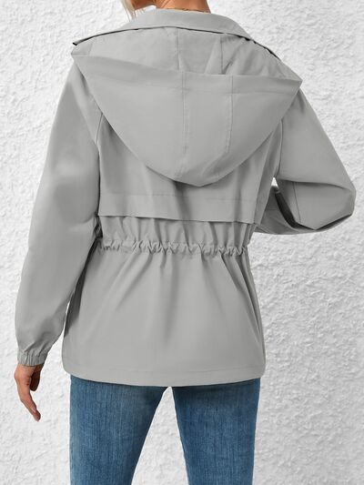 Drawstring Zip Up Hooded Jacket Trendsi