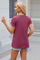 Round Neck Rolled Short Sleeve T-Shirt Trendsi