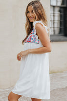 Ruffled Geometric V-Neck Sleeveless Dress Trendsi