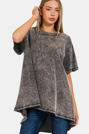 Zenana Round Neck Dropped Shoulder Blouse Trendsi