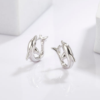 925 Sterling Silver Zircon Dolphin Earrings Trendsi