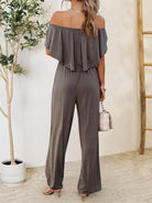 Ruffled Off-Shoulder Jumpsuit Trendsi