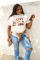 Simply Love Full Size HAPPY THANKS GIVING Short Sleeve T-Shirt Trendsi