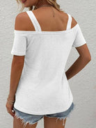 Double Spaghetti Straps Short Sleeve T-Shirt Trendsi