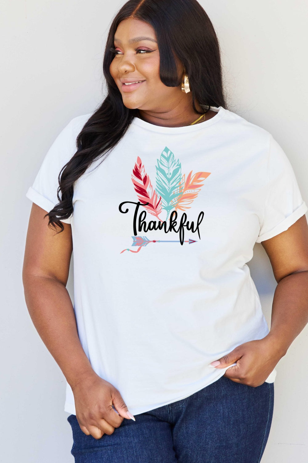 Simply Love Full Size THANKFUL Graphic T-Shirt Trendsi